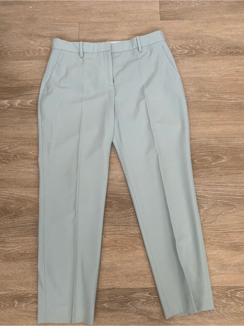 Theory Light Sage Tailored Slim Straight Wool Dress Pants Size 8